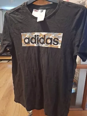Buy ADIDAS Mens Camo Print Sports Black Short Sleeve T-shirt Age 13/14 • 10£