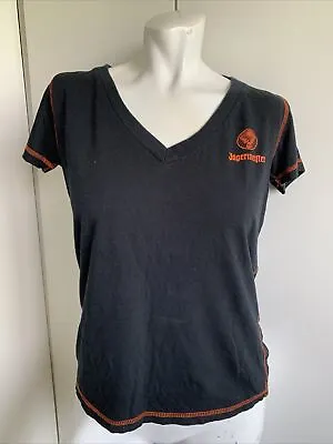 Buy Womens M/L Jagermeister Black Cap Sleeve V-neck T-shirt Short Sleeve 100% Cotton • 12.28£
