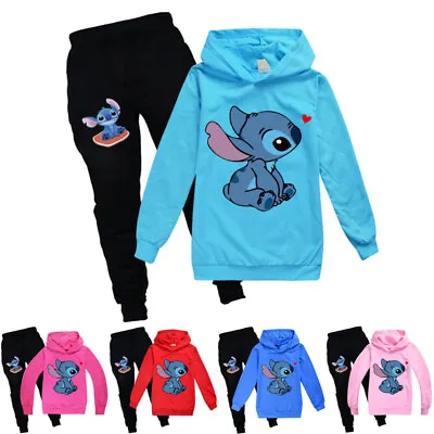 Buy Boys Girls Kids Lilo Stitch Hoodies Jumper Sweatshirt Tops Pants Outfit Clothes • 4.99£