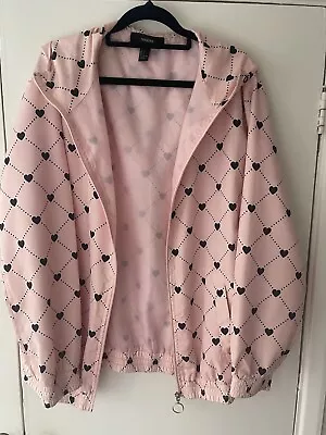 Buy Forever 21 Pink With Heart Design Lightweight Rain Jacket Size S See Description • 0.99£