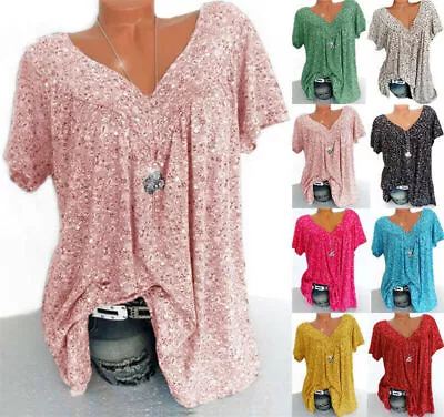 Buy Womens Long Tops Pullover Ladies V-neck Blouse Basic Tee T-shirts Plus Size • 8.79£