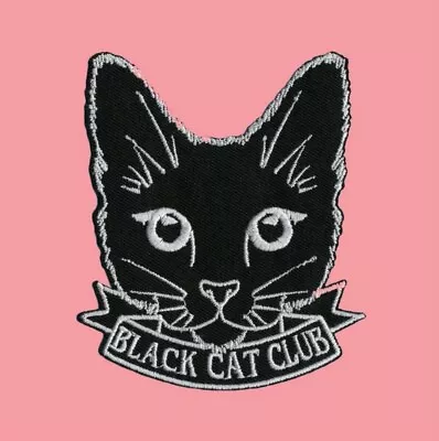 Buy Black Cat Club Easy Iron On Patch Witch Spooky Kitten Goth Emo Crazy Lover Gift • 3.50£