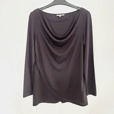 Buy Sandwich Womens Black Jersey Top Size S Cowl Neck Wrap Front Stretch Layering • 4.99£