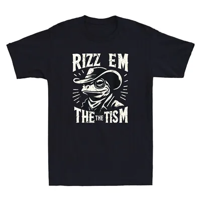 Buy Rizz Em With The Tism Funny Cowboy Frog Meme Vintage Men's Short Sleeve T-Shirt • 17.99£