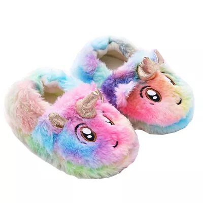 Buy Kids Slippers Plush For Boys Girls Colourful Unicorn Winter Cute Indoor Shoes • 6.99£