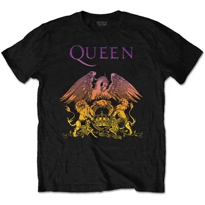 Buy QUEEN- GRADIENT CREST Official T Shirt Black Rock Mens Licensed Merch New • 16.94£