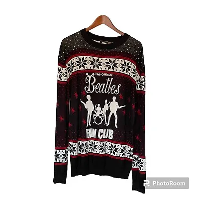 Buy The Beatles Official Fan Club Sweater Black Red White XL Christmas Holiday Gift • 61.57£