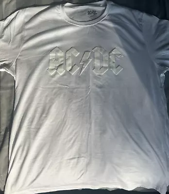Buy AC/DC White T Shirt - XL - Raised Logo - New  • 14.99£