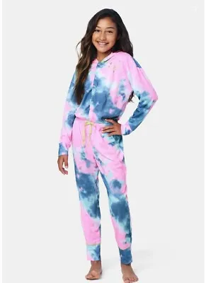 Buy NWT 16 18  Justice Tie Dye Jumpsuit Ombre Hoodie Pajamas Sleeper Loungewear Fall • 28.17£