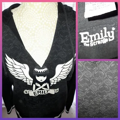 Buy Emily The Strange Black Design Pullover Hoodie Size Large 2008 Goth Emo  • 35.46£
