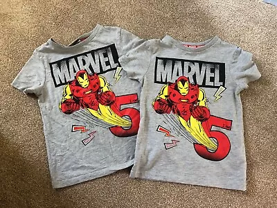 Buy Boys Twins Marvel Avengers Iron Man T-Shirts “I Am 5” Grey Age 5-6 • 5£