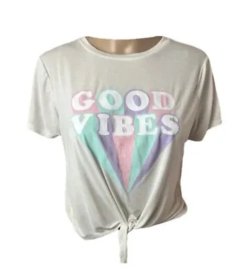Buy Women Double Zero T-shirt White Good Vibes Short Sleeve Casual M • 7.55£