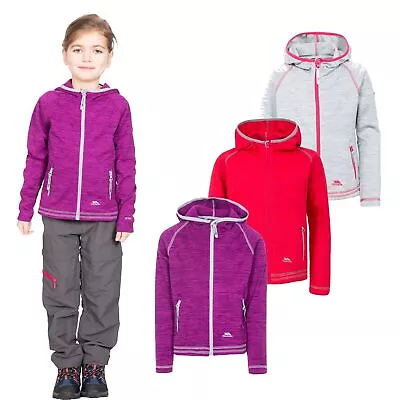 Buy Trespass Goodness Girls School Fleece Full Zip Hoodie Plain In Pink White Purple • 16.99£