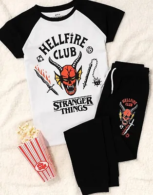Buy Stranger Things Kids Pyjamas Unisex Hellfire Club Outfit T-Shirt Trousers Pjs • 15.99£