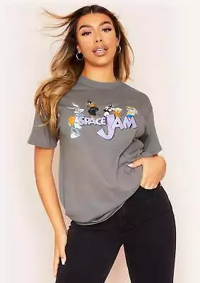 Buy Michelle Charcoal Space Jam Retro 90s Cartoon Graphic T-Shirt • 3£