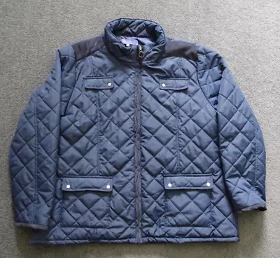 Buy Blue Quilted Bon Marche Jacket, Size 20, Full Zip, Two Pockets, Blue Cord Trim • 6.75£