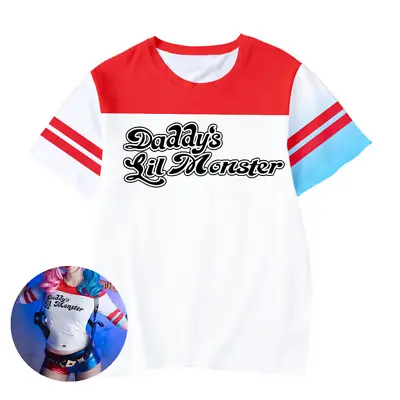 Buy Adult Women Suicide Squad Harley Quinn T-Shirt Fancy Dress Cosplay Top Costume  • 7.59£