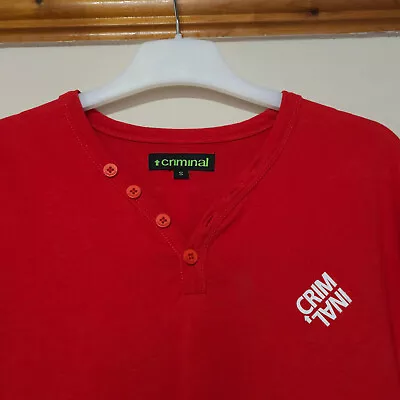 Buy Criminal Red V Neck T-shirt Cotton Mens / Women / Teenageers / Unisex • 6.99£
