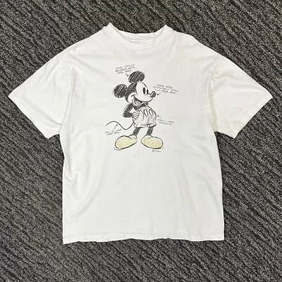 Buy Vintage Disney T Shirt 90s Single Stitch Mickey Mouse Graphic In White/Cream • 15£