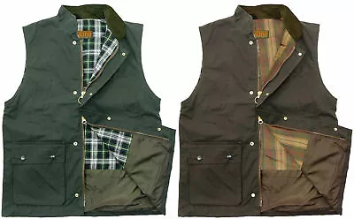 Buy Game Mens Padded Wax Gilet Quilted Bodywarmer Country Waistcoat Olive And Brown • 29.95£
