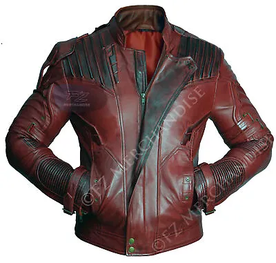 Buy Guardians Of The Galaxy 2 Star Lord Chris Pratt Maroon Real Leather Jacket • 90.55£