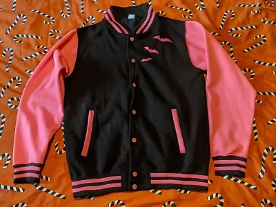 Buy AWDis Just Hoods Goth Varsity Jacket Neon Pink Bats Witch Punk Emo Alternative • 30£