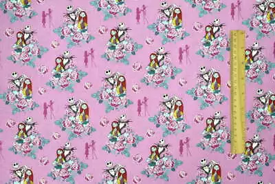 Buy - Jack & Sally Nightmare Before Christmas Fat Quarter Cotton Fabric Roses - • 15£