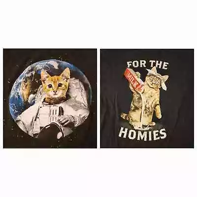 Buy Vintage Cat Shirts Adult Large Cat Astronaut For The Homies Pouring Milk Black  • 17.95£