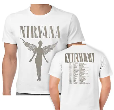 Buy Nirvana T Shirt In Utero Tour Grunge Kurt Cobain Angelic Band White NEW • 16.55£