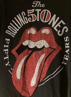 Buy Rolling Stones 50 YEARS Black  T-shirt Tongue  Red Tongue Logo Unisex Medium • 15£