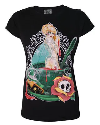 Buy Darkside Tinkerbell Tink Poison Skull Tattoo Black T Shirt 8 10 12 14 New • 14.99£