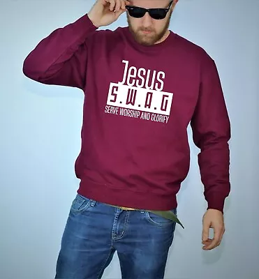 Buy Jesus Swag Serve Worship And Glorify Sweatshirt Jumper Xmas Gift Christian Top • 16.99£