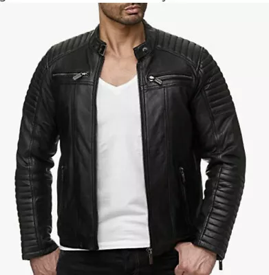 Buy Redbridge Men's Leather Jacket Faux Between-Seasons Biker Black • 50£