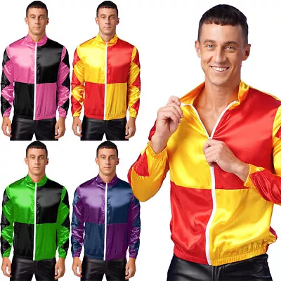 Buy UK Men Horse Jockey Costume Varsity Jacket Satin Retro Casual Sportswear Jackets • 17.99£