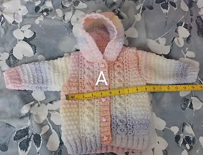 Buy Baby Girl's Hand Knitted Cable Marble Hooded Jacket • 11.50£