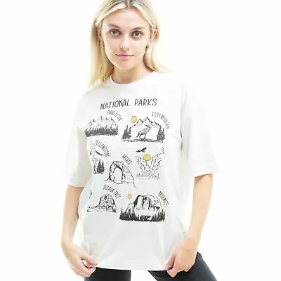 Buy Official National Parks Ladies All The Parks Oversized T-shirt WhiteS - XL • 13.99£