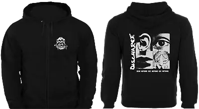 Buy ZIP HOODIE DISCHARGE 'HEAR NOTHING' UP TO 5XL Unisex Punk Rock Sweatshirt Jumper • 42£