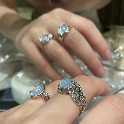 Buy Crystal Opening Rings Adjustable Zircon Finger Ring Sweet Cool Fashion Jewelry • 4.56£