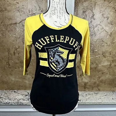 Buy Harry Potter Hufflepuff Women's Baseball T-Shirt Tee Size Small Black Yellow • 16.32£