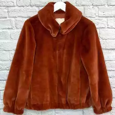 Buy Rebecca Taylor Faux Fur Coat In Spice Womens Size L Cropped Plush Bomber Jacket • 72.39£