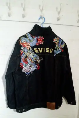 Buy Men Inauthentic EVISU Black Denim Jacket Size 3XL • 97£