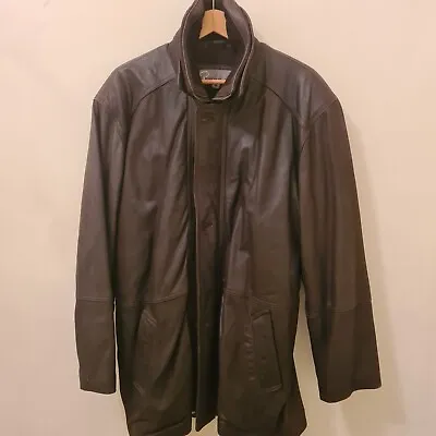 Buy Hide Park Mens Leather Jacket Collar Brown Medium Fleece Lined • 49.99£