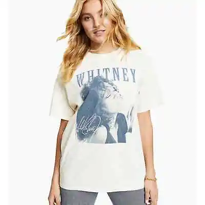 Buy NWT Junk Food Whitney Houston Band T-Shirt Oversized White Shirt Sleeve Womens L • 21.37£