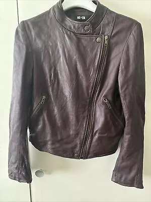 Buy Me + Em Leather Burgundy Biker Jacket XS • 9.99£