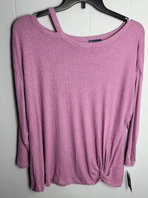 Buy NWT Democracy Womens Medium Long Sleeve Crochet  Pink Tunic Blouse • 24.13£