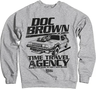 Buy Back To The Future Doc Brown Time Travel Agency Sweatshirt Heather-Grey • 42.24£