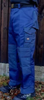 Buy Dickies Navy Blue Cargo Trousers Work Cordura Knee Pad Pocket Tradesman Pant • 12.95£
