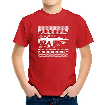 Buy Guns Ugly Christmas Snow Gift Shirts Toddler Kids Boy Tee Youth T-Shirt 2T-XL • 10.99£