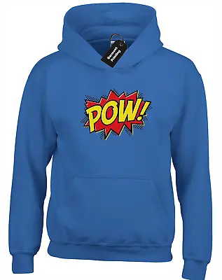 Buy Pow Hoody Hoodie Retro Bat Comic Book Design Man Funny Superhero Top (col) • 21.99£