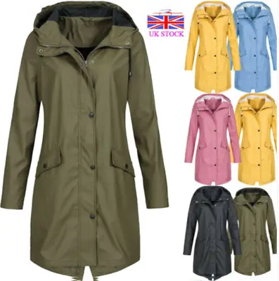 Buy Womens  Rain Mac Raincoat Ladies Wind Outdoor  Waterproof  Jacket Coat Plus Size • 26.77£
